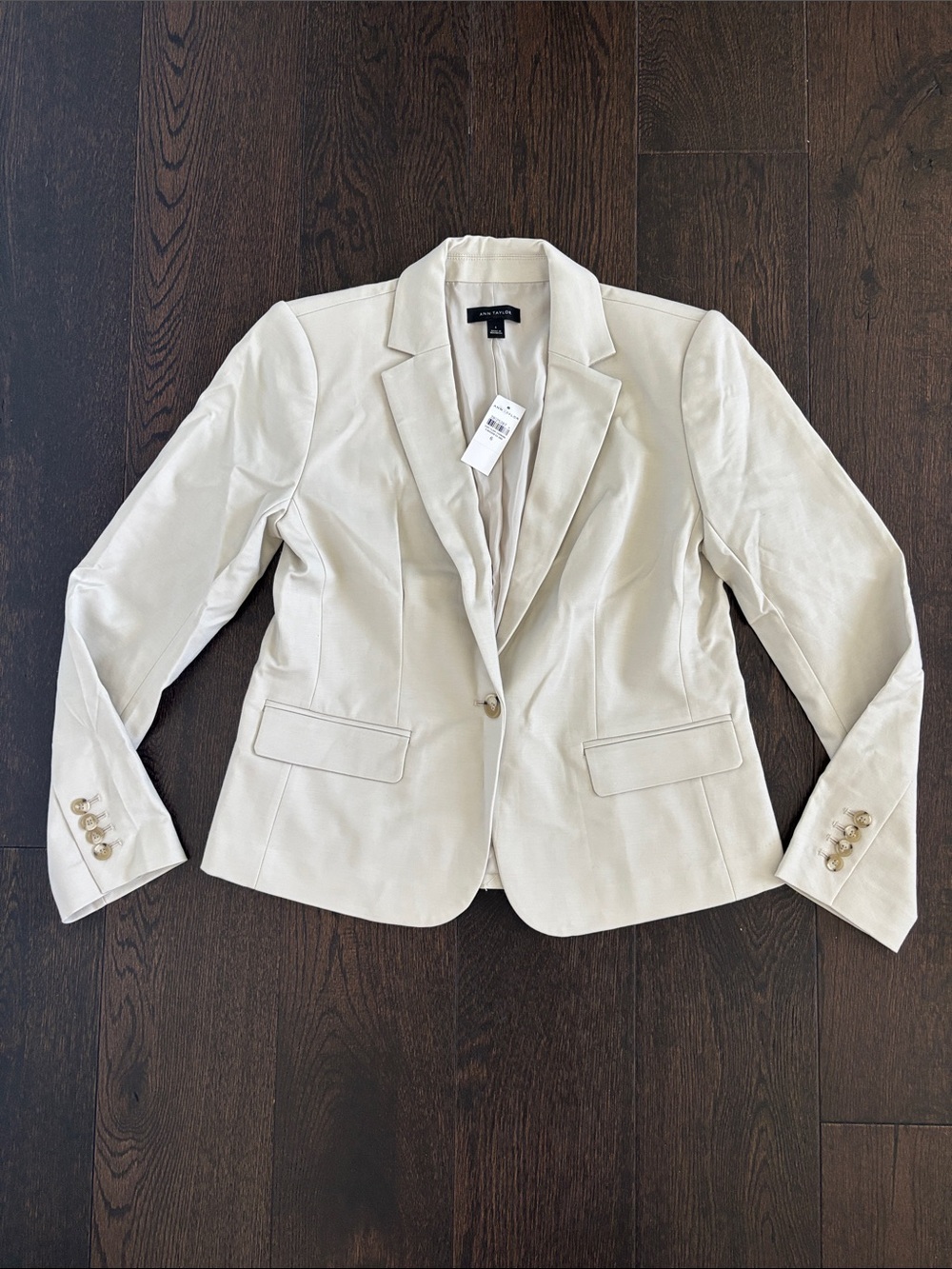 Ann Taylor Light Cream Tailored Single-Button Blazer